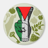 Victory Sign Hand Resistance Red Triangle Symbol マグネット (正面)