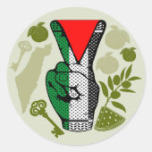 Victory Sign Hand Resistance Red Triangle Symbol ラウンドシール (正面)