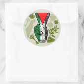 Victory Sign Hand Resistance Red Triangle Symbol ラウンドシール (バッグ)