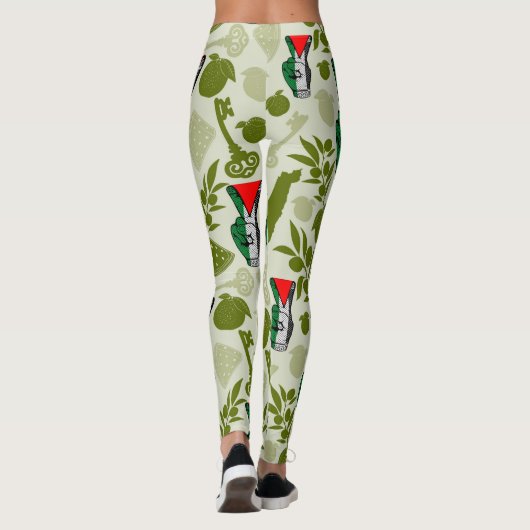 Victory Sign Hand Resistance Red Triangle Symbol レギンス (裏面)