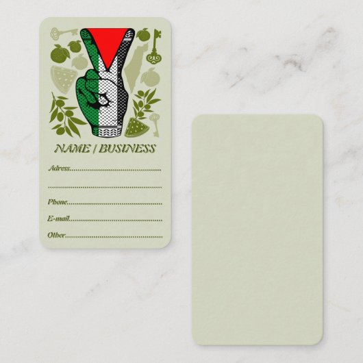 Victory Sign Hand Resistance Red Triangle Symbol 名刺 (正面/裏面)