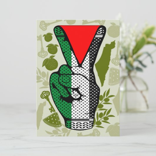 Victory Sign Hand Resistance Red Triangle Symbol 招待状 (スタンド正面)