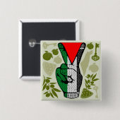 Victory Sign Hand Resistance Red Triangle Symbol 缶バッジ (正面&裏面)