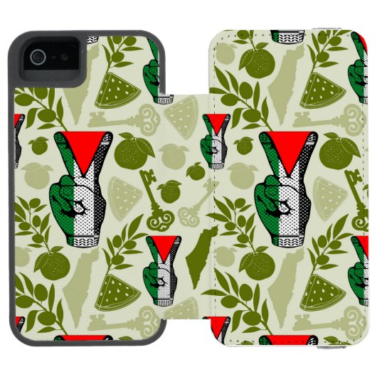 Victory Sign Hand Resistance Red Triangle Symbol Incipio iPhoneウォレットケース (フォリオ Open)