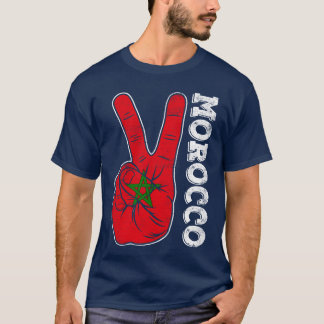 Victorywo Fingers Morocco Flag Patriotic boy Tシャツ