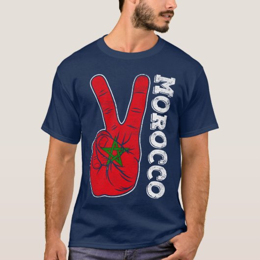Victorywo Fingers Morocco Flag Patriotic boy Tシャツ (正面)
