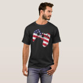 Video Game 4th Of July Controller American Flag Tシャツ (正面フル)