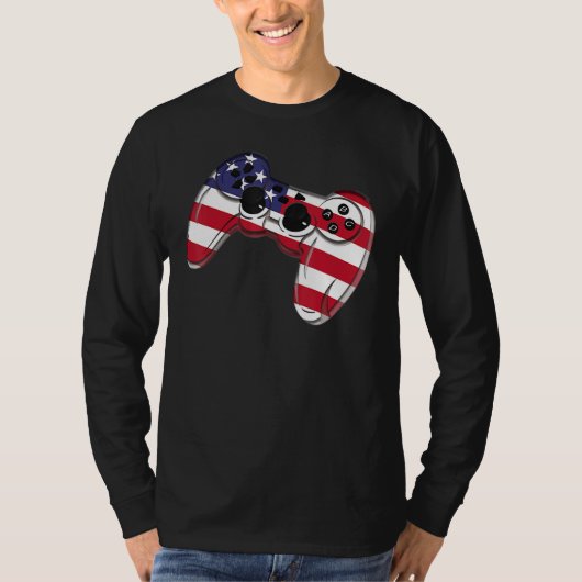 Video Game 4th Of July Controller American Flag Tシャツ (正面)