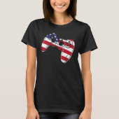 Video Game 4th Of July Controller American Flag Tシャツ (正面)