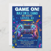 Video Game Birthday Invitation - Gamer Level up 招待状 (正面)