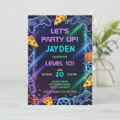 Video Game Birthday Invitation, Neon Gaming Party 招待状 (スタンド正面)