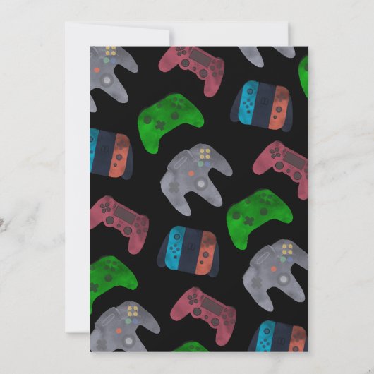 Video Game Birthday Invitation Pixel Game Party 招待状 (裏面)