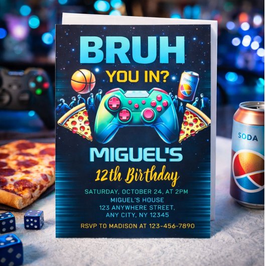 video game birthday party invitation 招待状