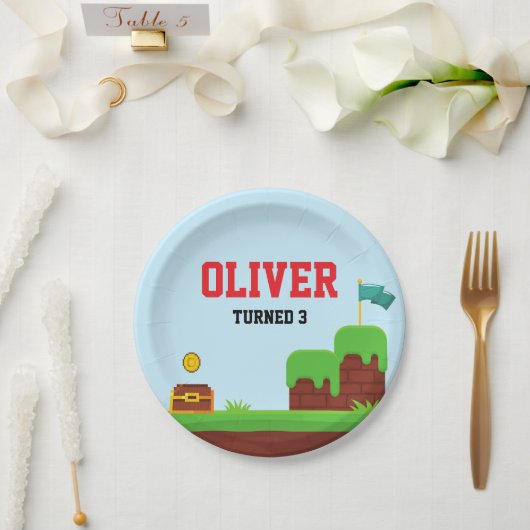 Video Game Birthday Plates Gamer Party Supplies ペーパープレート (ウェディング)