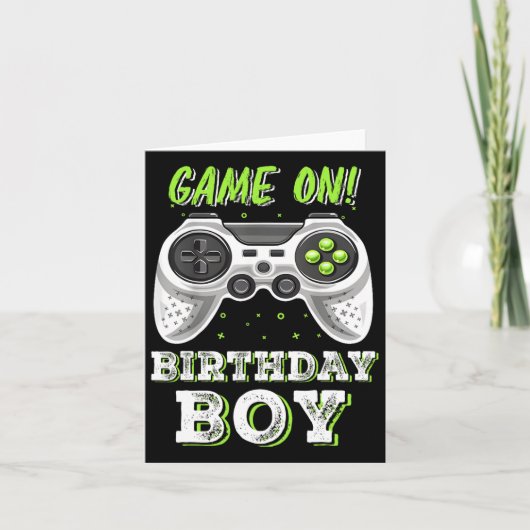 Video Game Boy Birthday Party Decorations Time To  カード (正面)