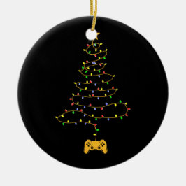 Video Game Christmas Tree Lights Gaming Pajama セラミックオーナメント