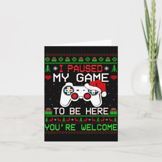 Video Game Christmas Ugly Sweater Funny Gamer Gami カード (正面)
