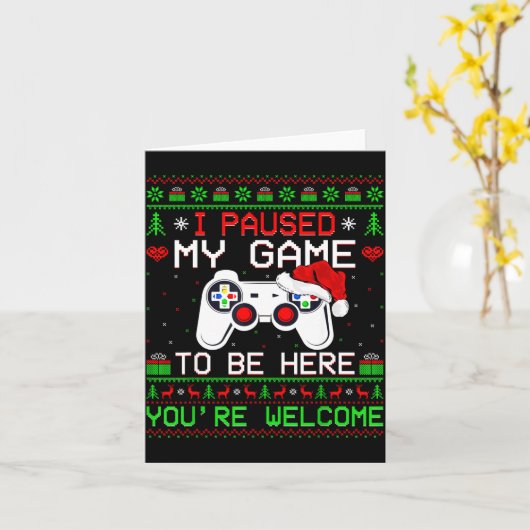 Video Game Christmas Ugly Sweater Funny Gamer Gami カード (黄色い花)