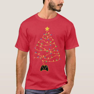 Video Game Christmasree Lights Gaming Controller f Tシャツ