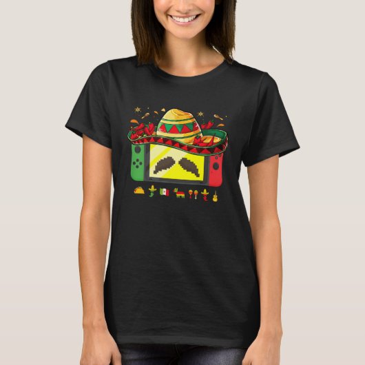Video Game Cinco De Mayo Gamer Let s Fiesta Mexica Tシャツ (正面)