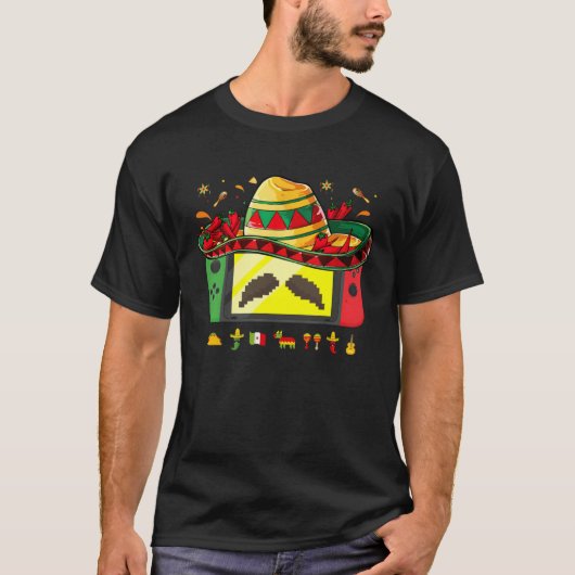 Video Game Cinco De Mayo Gamer Let s Fiesta Mexica Tシャツ (正面)