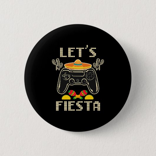 Video Game Cinco De Mayo Gaming Controller Gamer B 缶バッジ (正面)
