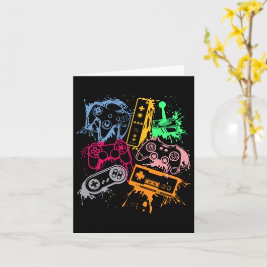 Video Game Console Controllers Retro 80's 90's Arc カード (黄色い花)