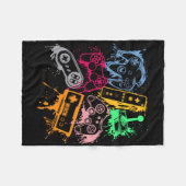 Video Game Console Controllers Retro 80's 90's Arc フリースブランケット (正面(横))