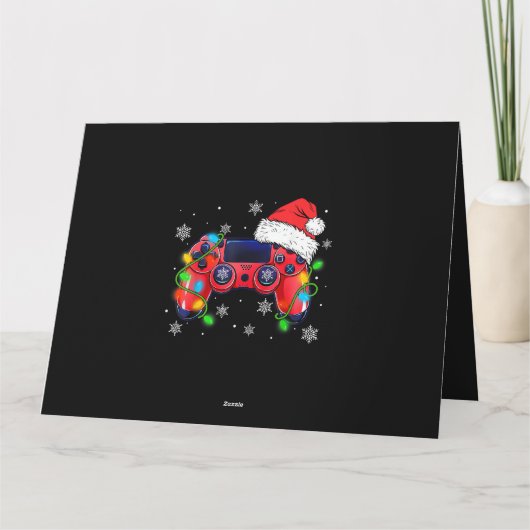 Video Game Controller Christmas Santa Hat Gamer Bo カード (裏面)