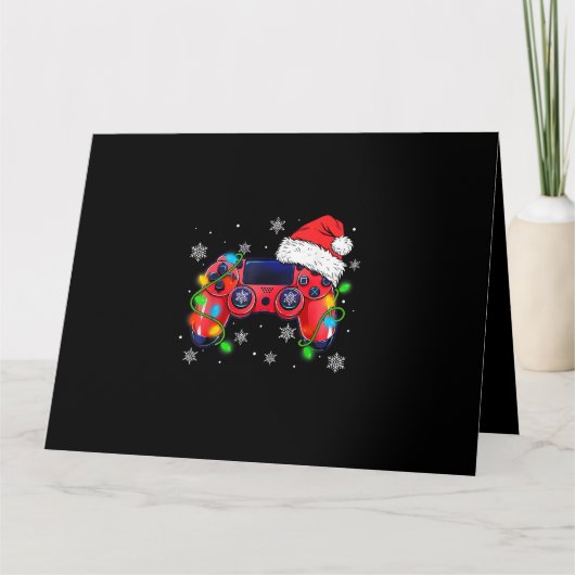 Video Game Controller Christmas Santa Hat Gamer Bo カード (正面)