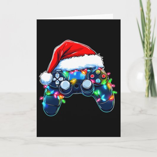 Video Game Controller Christmas Santa Hat Gamer Bo カード (正面)