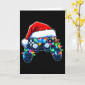 Video Game Controller Christmas Santa Hat Gamer Bo カード (黄色い花)