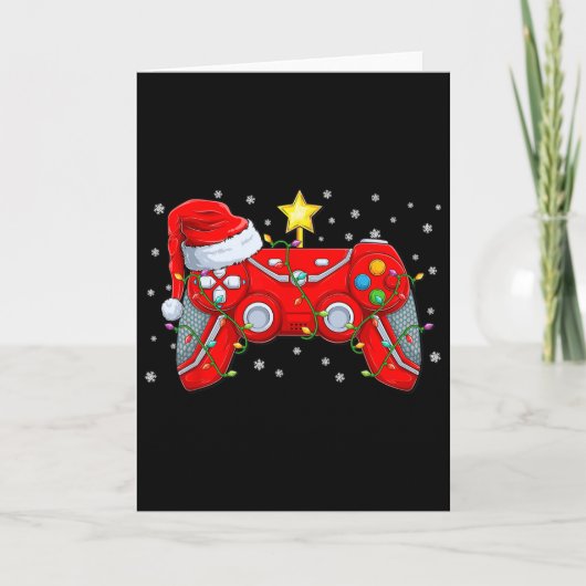 Video Game Controller Christmas Santa Hat Gamer Bo カード (正面)