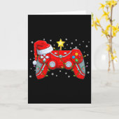 Video Game Controller Christmas Santa Hat Gamer Bo カード (黄色い花)
