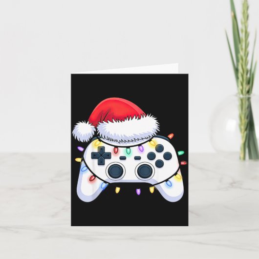 Video Game Controller Christmas Santa Hat Gamer Bo カード (正面)