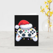 Video Game Controller Christmas Santa Hat Gamer Bo カード (黄色い花)