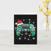 Video Game Controller Christmas Santa Hat Gamer Bo カード (黄色い花)