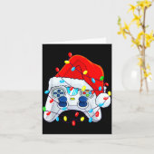 Video Game Controller Christmas Santa Hat Gamer Bo カード (黄色い花)