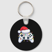 Video Game Controller Christmas Santa Hat Gamer Bo キーホルダー (正面)