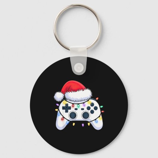 Video Game Controller Christmas Santa Hat Gamer Bo キーホルダー (正面)
