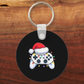 Video Game Controller Christmas Santa Hat Gamer Bo キーホルダー (正面)