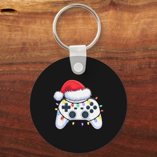 Video Game Controller Christmas Santa Hat Gamer Bo キーホルダー (正面)