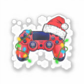 Video Game Controller Christmas Santa Hat Gamer Bo シール (正面)