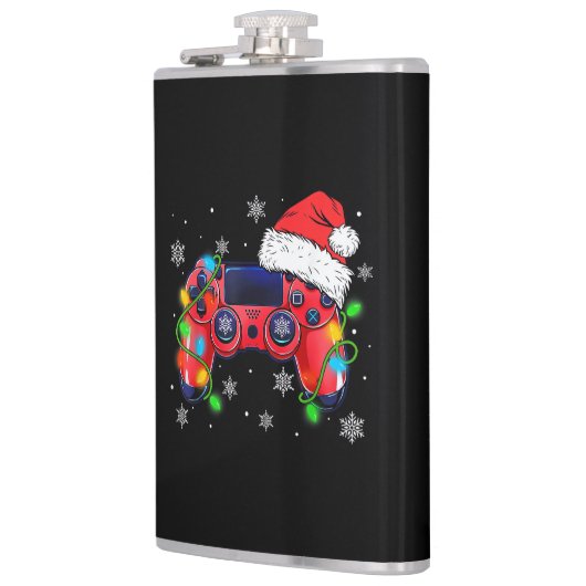 Video Game Controller Christmas Santa Hat Gamer Bo フラスク (左)
