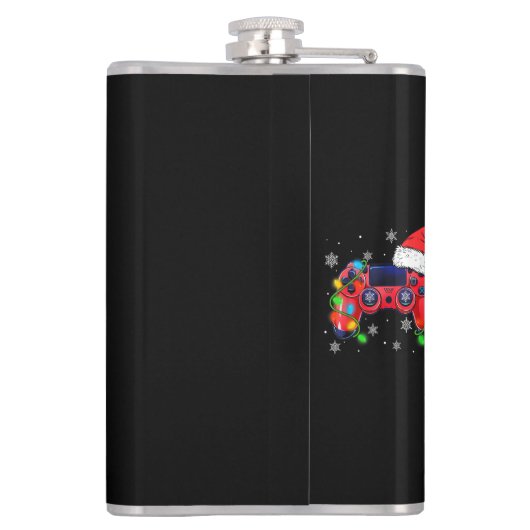 Video Game Controller Christmas Santa Hat Gamer Bo フラスク (裏面)