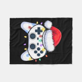 Video Game Controller Christmas Santa Hat Gamer Bo フリースブランケット (正面(横))