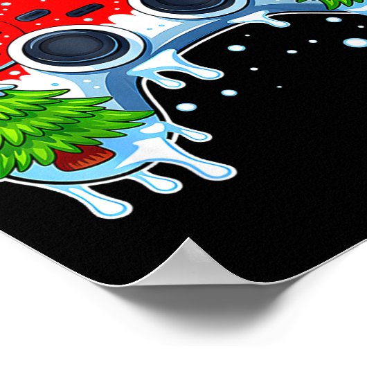 Video Game Controller Christmas Santa Hat Gamer Bo ポスター (角)