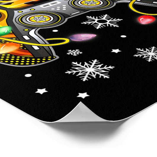 Video Game Controller Christmas Santa Hat Gamer Bo ポスター (角)