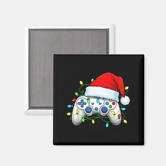 Video Game Controller Christmas Santa Hat Gamer Bo マグネット (正面/裏面)