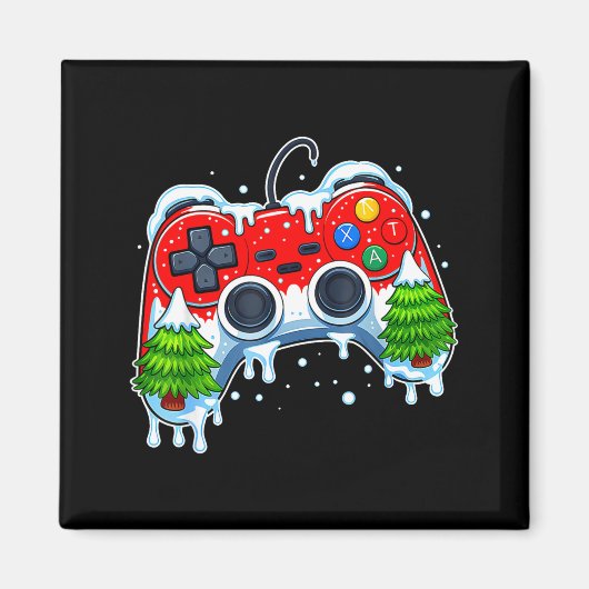 Video Game Controller Christmas Santa Hat Gamer Bo マグネット (正面)